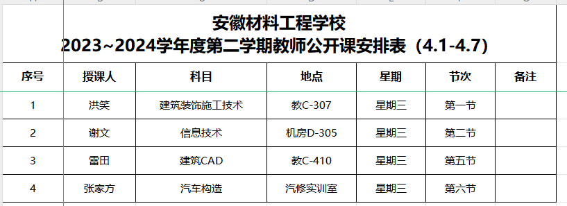 安徽材料工程学校2023~2024学年度第二学期教师公开课安排表(4.1-4.7).png